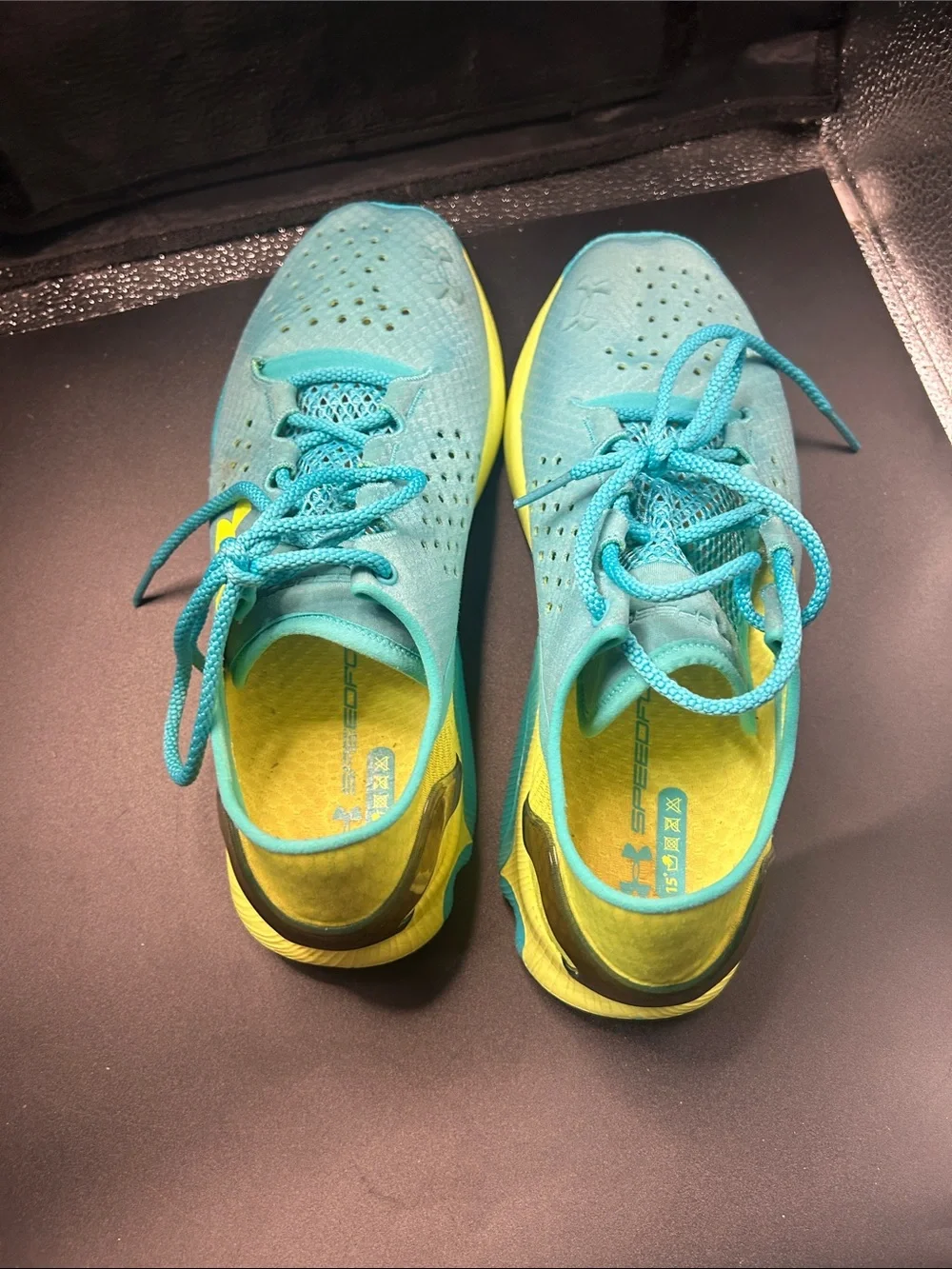 Under Armour Women's Teal Athletic Sneakers with Yellow Highlights